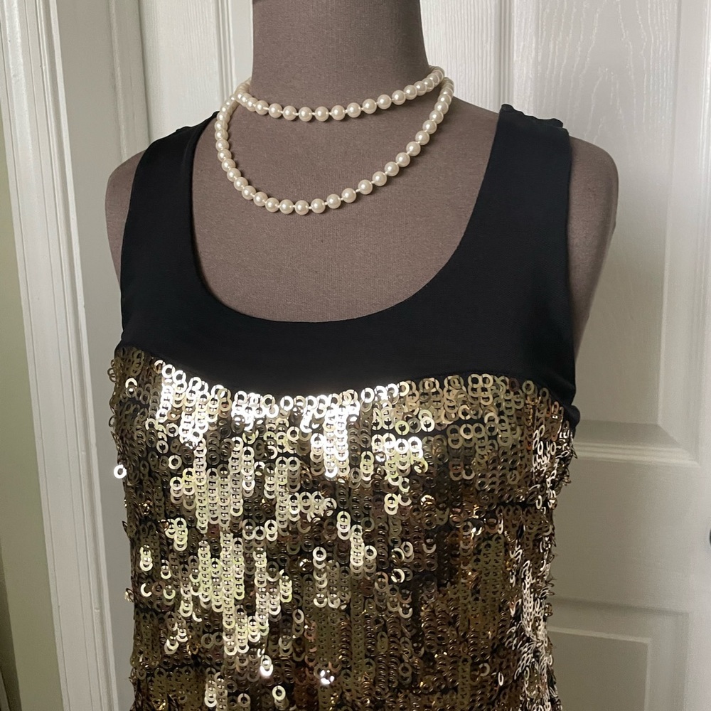 Express Gold sequin dress